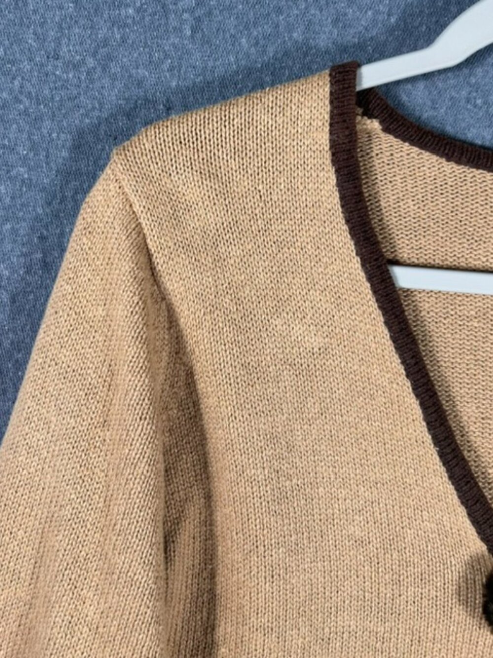 Vintage Mandal Bay Poodle Cardigan Womens Sz Small Tan Faux Fur Button Down - Picture 3 of 9